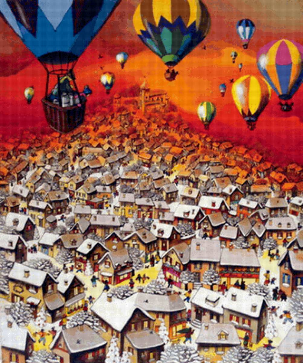 Воздушные шары - земля, небо, город, воздушные шары - предпросмотр