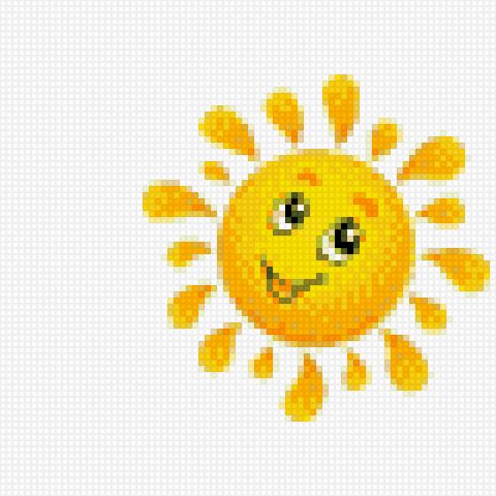 Солнышко улыбается Гамма 15 цветов, 80x80 крестов, 75% - солнышко улыбается, подушка - предпросмотр