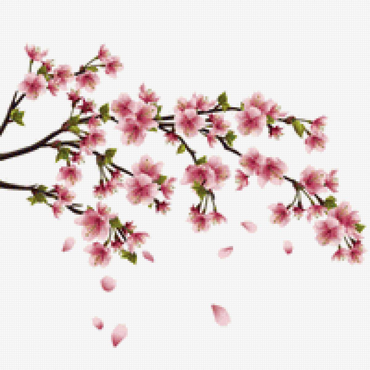 ВЕТКА САКУРЫ - лепестки, розовый, цветы, сакура, ветка, восточный мотив - предпросмотр