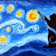 Оригинал схемы вышивки «Starry night with twist black cat» (№2495700)