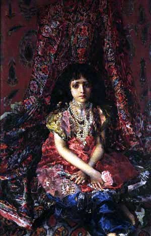 Врубель Девочка на фоне персидского ковра - врубель, персидский, девочка - оригинал