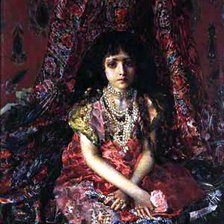 Оригинал схемы вышивки «Врубель Девочка на фоне персидского ковра» (№2499697)