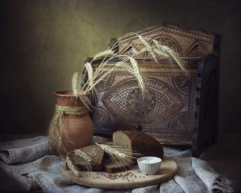 Хлебный натюрморт - колосья, хлеб, натюрморт - оригинал