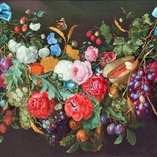 Оригинал схемы вышивки «Якоб ван Вальскапелле. Фруктово-цветочная гирлянда» (№2517532)