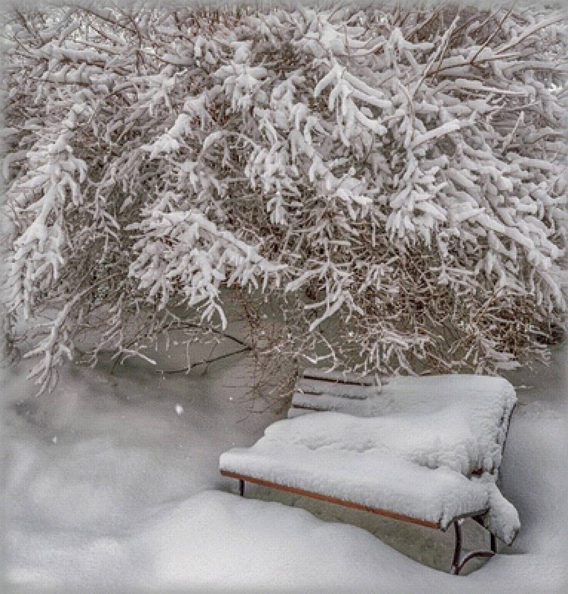 Зима - зима, скамейка, снег - предпросмотр