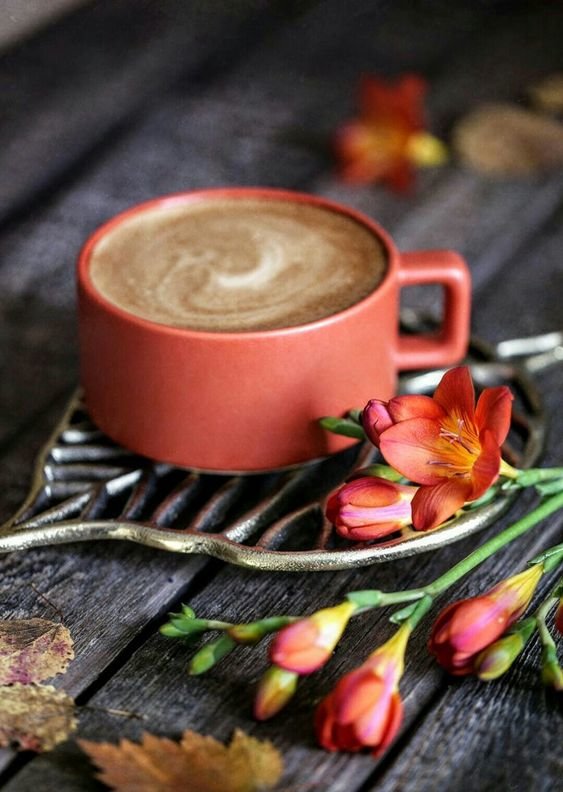 Кофе - чашка, цветы, кофе - оригинал