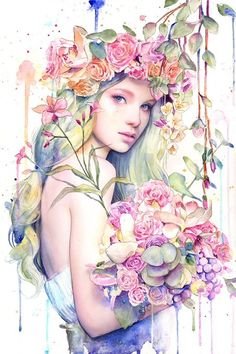 девушка с букетом - букет, девушка, цветы, весна - оригинал