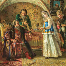 Схема вышивки ««Поцелуйный обряд по картине К.Маковского»»