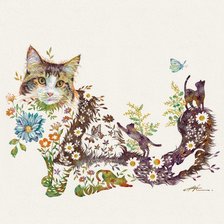 Оригинал схемы вышивки «Flower Cat» (№2597846)