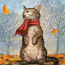 Оригинал схемы вышивки «Осенний кот» (№2598792)