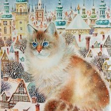 Оригинал схемы вышивки «Татьяна Хазова. Снежные коты» (№2611947)