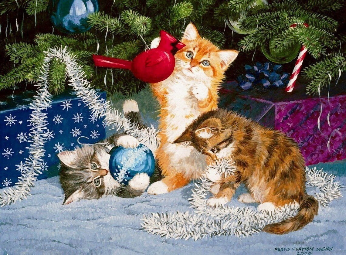 котята - котята, новый год, елка - оригинал