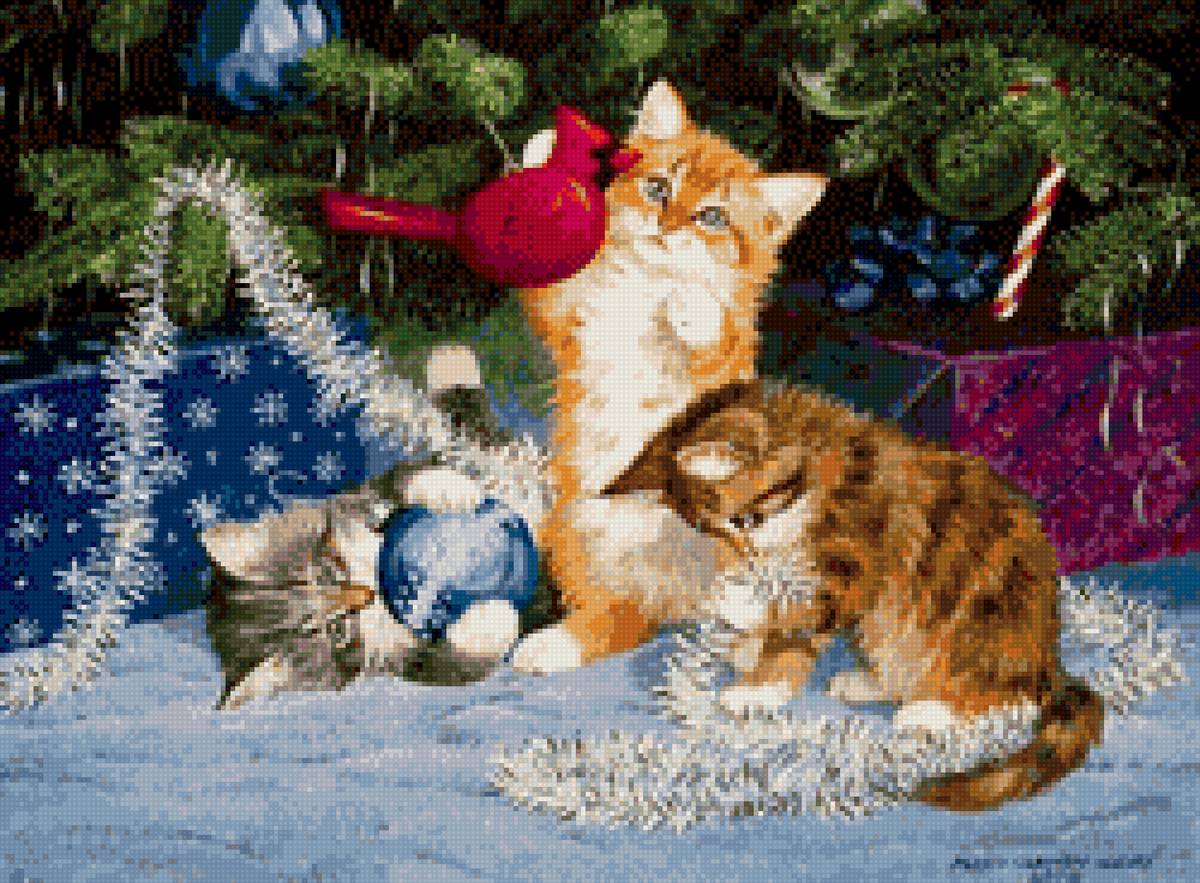 котята - котята, елка, новый год - предпросмотр