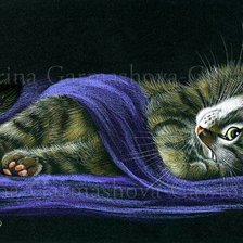 Схема вышивки «Котёнок с шарфом»