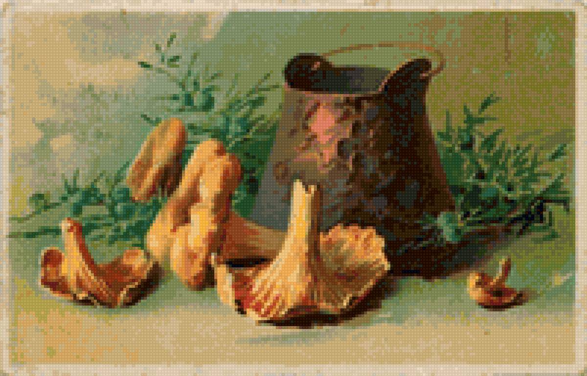 Катарина Кляйн, натюрморт с лисичками - катарина кляйн, лисички, натюрморт, грибы - предпросмотр