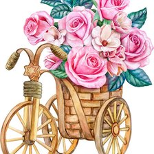 Схема вышивки «Розы и велосипед»