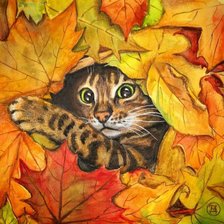 Схема вышивки «Осенний кот»