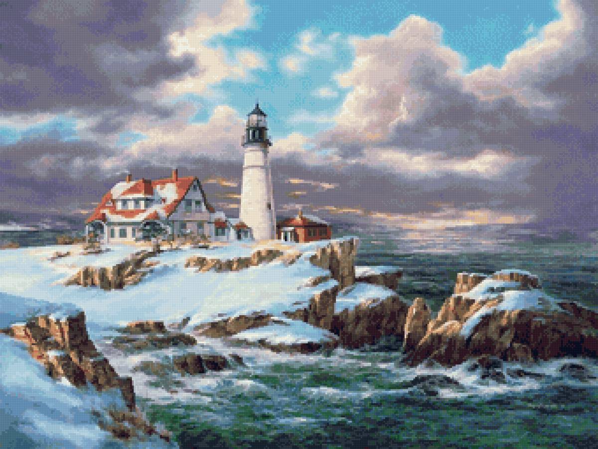 Зима на маяке - маяк, море, зима - предпросмотр