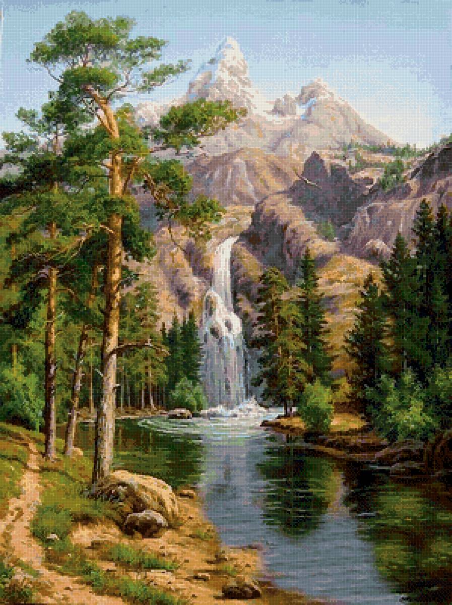 Водопад - вода, водопад, лето, горы, лес - предпросмотр
