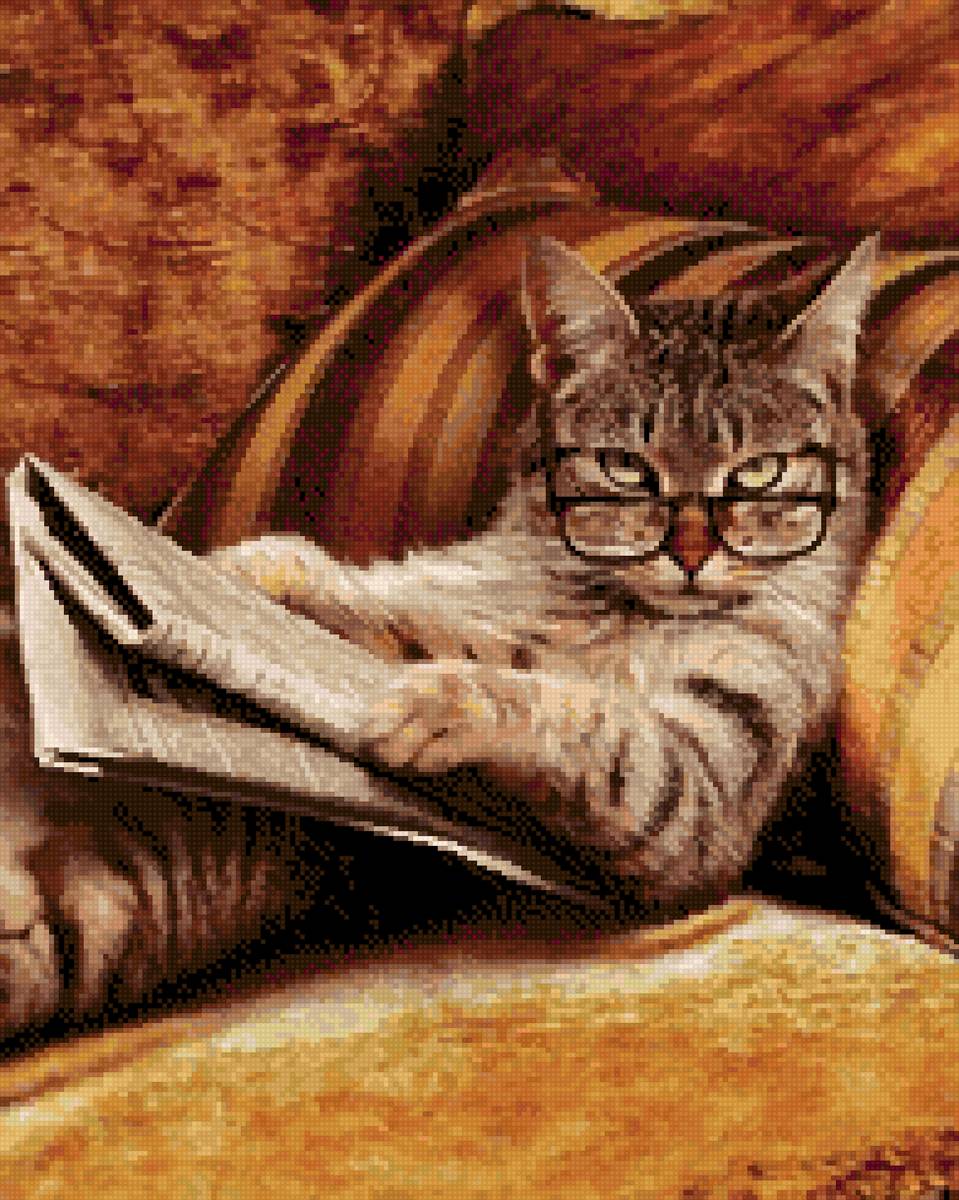 Кот ученый - очки, чтение, кошки, кот - предпросмотр
