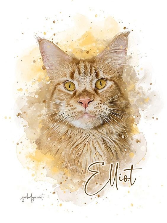 Watercolor Pet - рисунок, кошка, акварель - оригинал