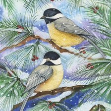 Птички в зимнем лесу