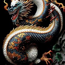 Схема вышивки «синий дракон»