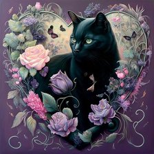 Оригинал схемы вышивки «Черный кот» (№2674548)