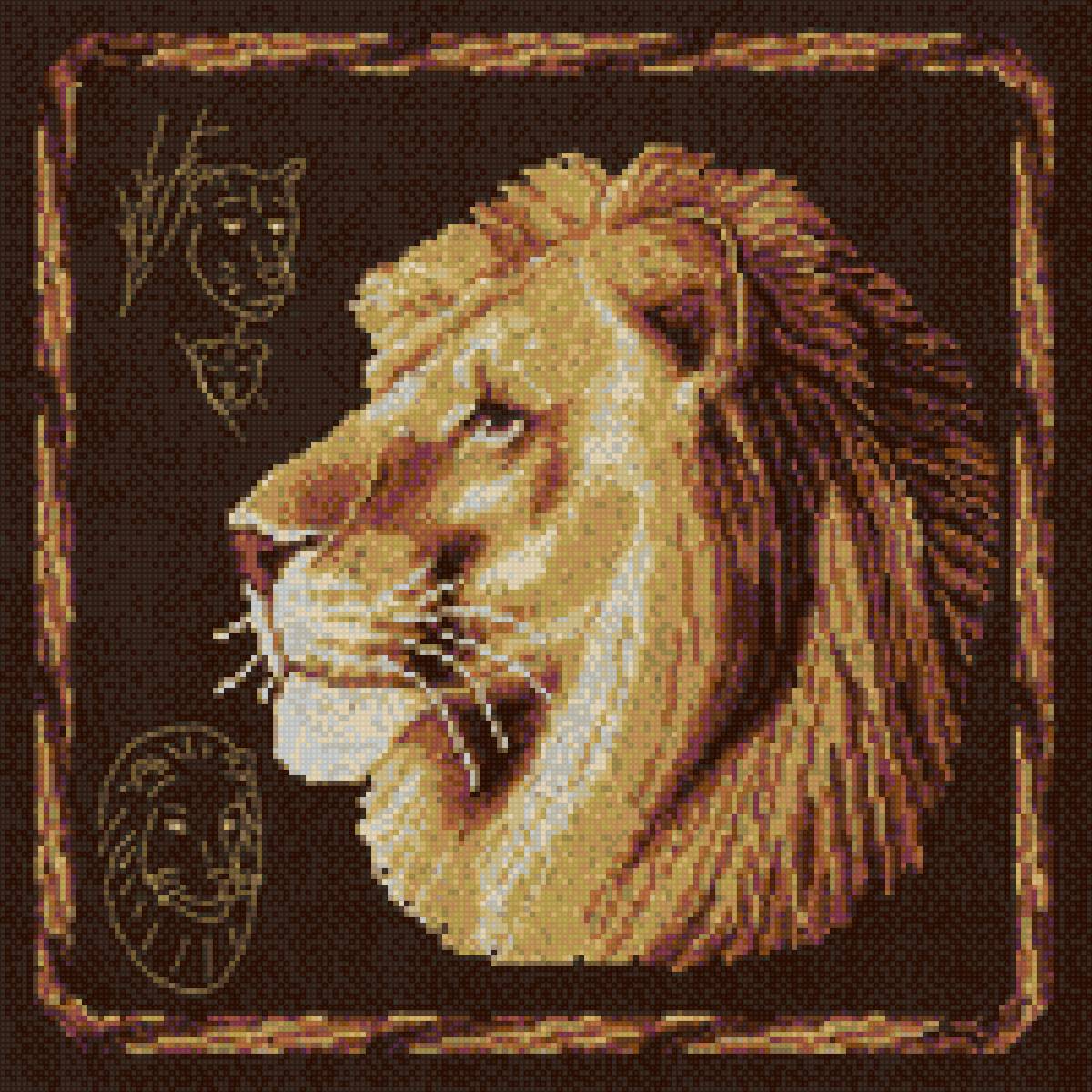 Гривастый лев - рисованный лев, зодиак лев, лев - предпросмотр