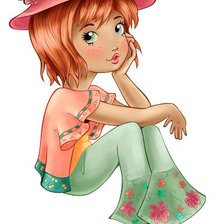 Схема вышивки «chica con sombrero»