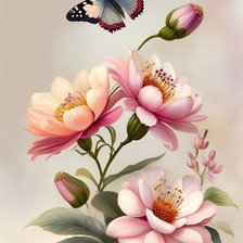 Схема вышивки «Цветы и бабочка 🦋»