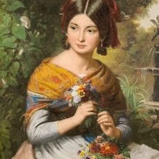 Схема вышивки «Lady with flowers»
