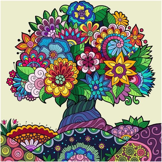 Дерево цветов - детское, цветы, иллюстрация, дерево - оригинал