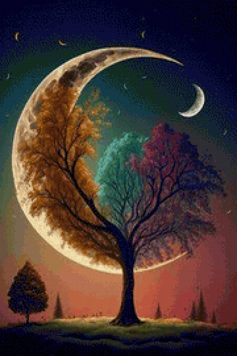 El Árbol en la Luna - noche, luna, árbol - предпросмотр