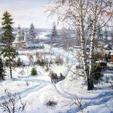 Схема вышивки «Зимний пейзаж. Сергей Хананин»