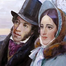 Схема вышивки «Александр Пушкин и Наталья Гончарова. По картине Леонарда Гусева»