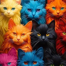 Схема вышивки «Толпа котов»