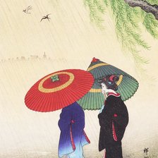 Женщины под дождем. Из японской живописи