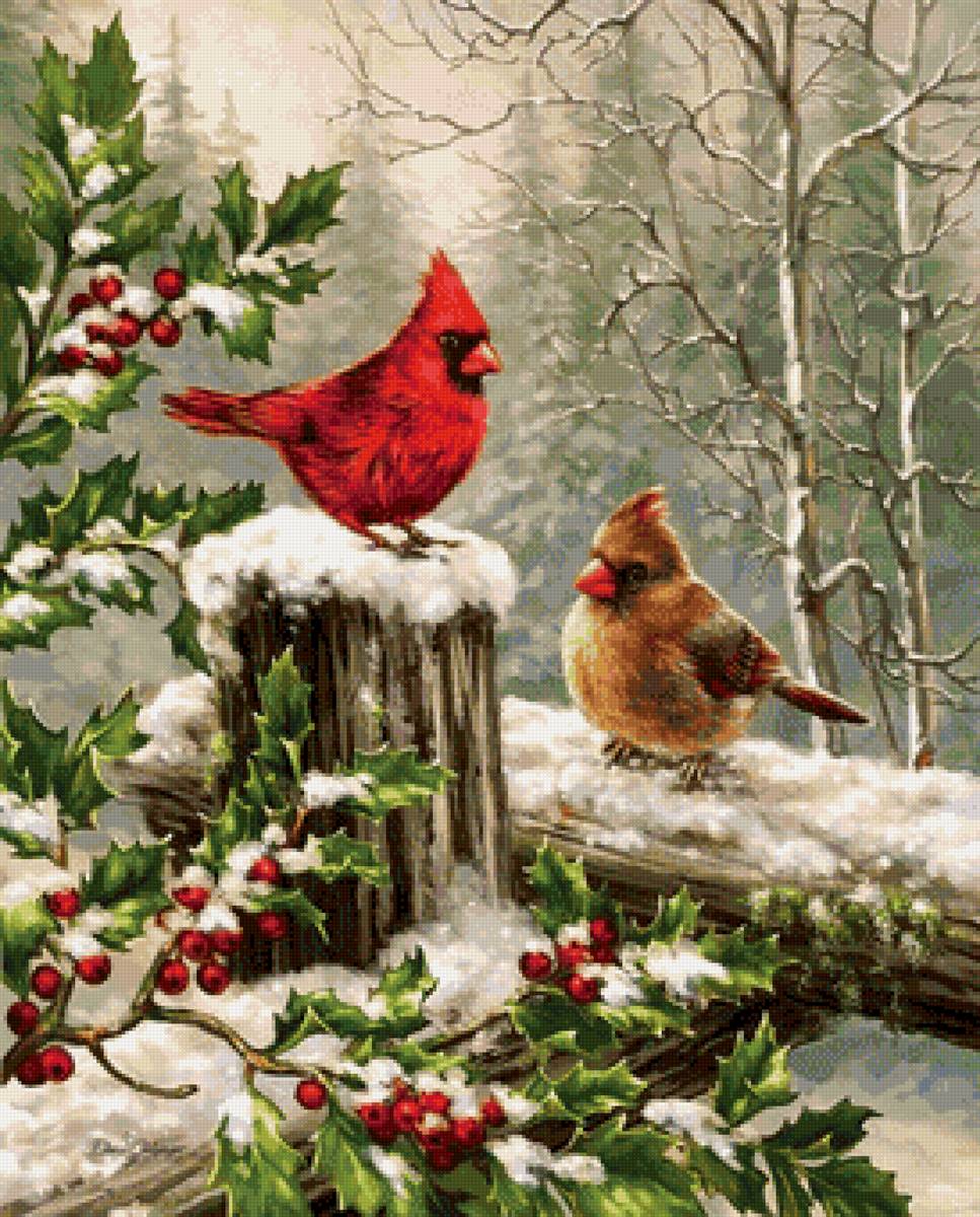 №2733710 - природа, зима, птицы - предпросмотр