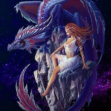Схема вышивки «девушка и дракон»