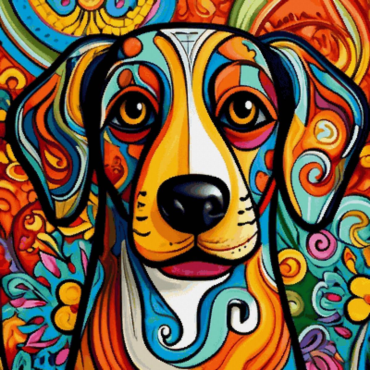 Собака в стиле фолк арт - собака, животные, собаки - предпросмотр