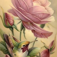 Оригинал схемы вышивки «Цветок и птица» (№2737095)