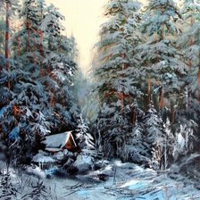 Схема вышивки «Зимний пейзаж. Александр Леднёв»