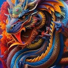 Оригинал схемы вышивки «Разноцветный дракон» (№2740826)