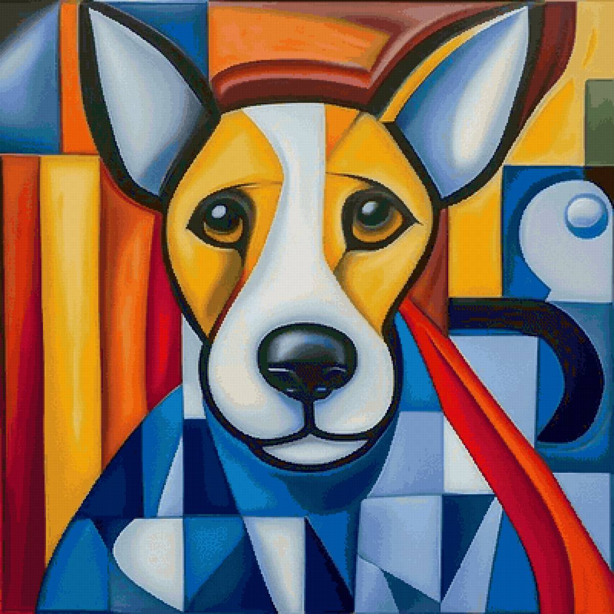 Собачка. В ститле Пикассо - живопись, картина, художники, абстракция, пикассо, собака - предпросмотр