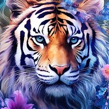 Оригинал схемы вышивки «Тигр красочный» (№2749558)