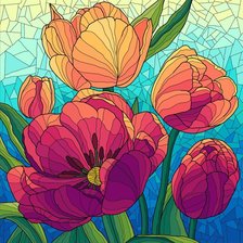 Оригинал схемы вышивки «подушка тюльпаны» (№2764228)