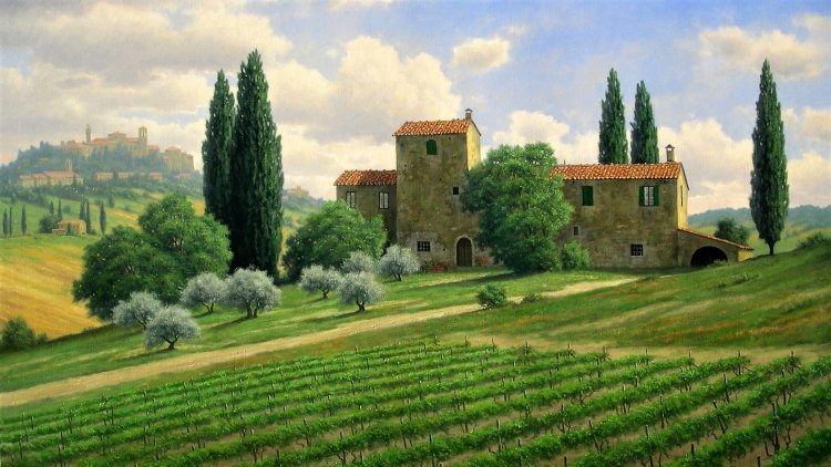 Пейзаж Тоскана - пейзаж, тоскана, картина - оригинал