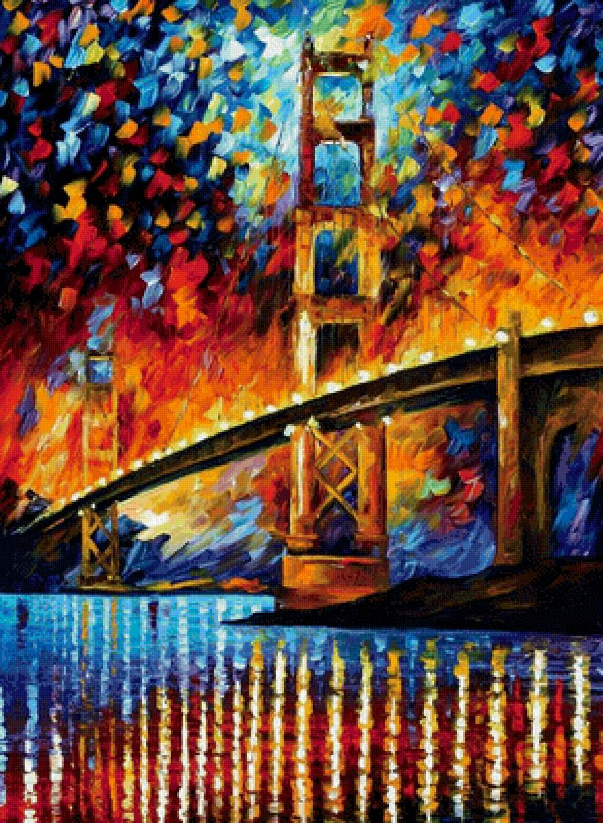 Мост "Золотые ворота" в Сан-Франциско. Леонид Афремов - русские художники - предпросмотр