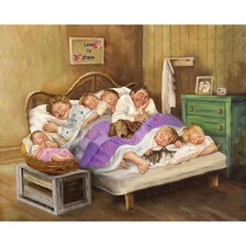 Схема вышивки «Echtpaar met kinderen in bed»
